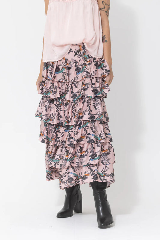 JOEY THE LABEL Birds of paradise layer skirt - Blush