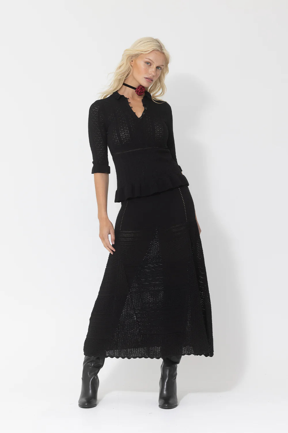 JOEY THE LABEL Pointelle skirt - Black